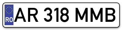 Placuta inmatriculare numar auto  AR-318-MMB, AR 318 MMB, AR318MMB