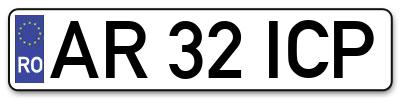 Placuta inmatriculare numar auto  AR-32-ICP, AR 32 ICP, AR32ICP