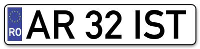 Placuta inmatriculare numar auto  AR-32-IST, AR 32 IST, AR32IST