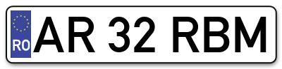 Placuta inmatriculare numar auto  AR-32-RBM, AR 32 RBM, AR32RBM