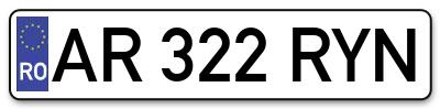 Placuta inmatriculare numar auto  AR-322-RYN, AR 322 RYN, AR322RYN
