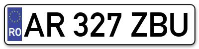 Placuta inmatriculare numar auto  AR-327-ZBU, AR 327 ZBU, AR327ZBU
