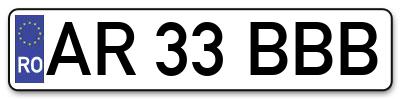 Placuta inmatriculare numar auto  AR-33-BBB, AR 33 BBB, AR33BBB