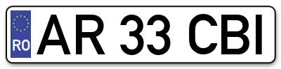 Placuta inmatriculare numar auto  AR-33-CBI, AR 33 CBI, AR33CBI