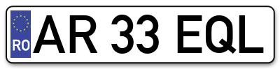 Placuta inmatriculare numar auto  AR-33-EQL, AR 33 EQL, AR33EQL