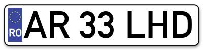 Placuta inmatriculare numar auto  AR-33-LHD, AR 33 LHD, AR33LHD