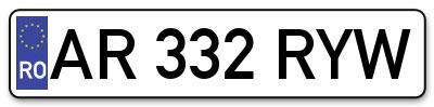 Placuta inmatriculare numar auto  AR-332-RYW, AR 332 RYW, AR332RYW