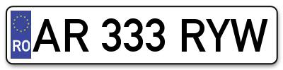Placuta inmatriculare numar auto  AR-333-RYW, AR 333 RYW, AR333RYW