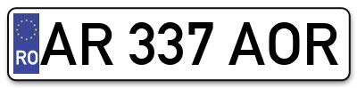 Placuta inmatriculare numar auto  AR-337-AOR, AR 337 AOR, AR337AOR