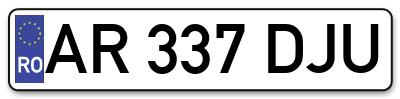 Placuta inmatriculare numar auto  AR-337-DJU, AR 337 DJU, AR337DJU