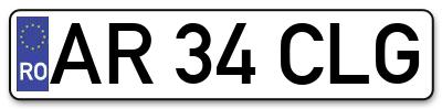 Placuta inmatriculare numar auto  AR-34-CLG, AR 34 CLG, AR34CLG