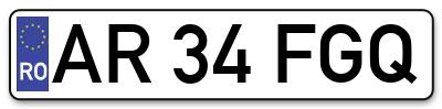 Placuta inmatriculare numar auto  AR-34-FGQ, AR 34 FGQ, AR34FGQ