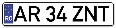 Placuta inmatriculare numar auto  AR-34-ZNT, AR 34 ZNT, AR34ZNT