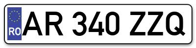 Placuta inmatriculare numar auto  AR-340-ZZQ, AR 340 ZZQ, AR340ZZQ