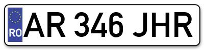 Placuta inmatriculare numar auto  AR-346-JHR, AR 346 JHR, AR346JHR