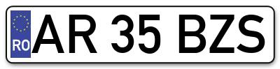 Placuta inmatriculare numar auto  AR-35-BZS, AR 35 BZS, AR35BZS