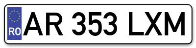 Placuta inmatriculare numar auto  AR-353-LXM, AR 353 LXM, AR353LXM