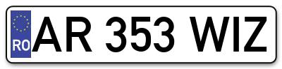 Placuta inmatriculare numar auto  AR-353-WIZ, AR 353 WIZ, AR353WIZ