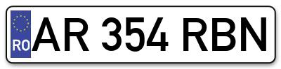 Placuta inmatriculare numar auto  AR-354-RBN, AR 354 RBN, AR354RBN
