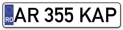 Placuta inmatriculare numar auto  AR-355-KAP, AR 355 KAP, AR355KAP
