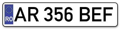 Placuta inmatriculare numar auto  AR-356-BEF, AR 356 BEF, AR356BEF