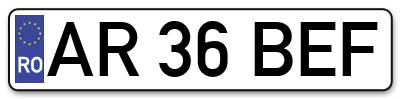 Placuta inmatriculare numar auto  AR-36-BEF, AR 36 BEF, AR36BEF