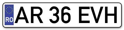 Placuta inmatriculare numar auto  AR-36-EVH, AR 36 EVH, AR36EVH
