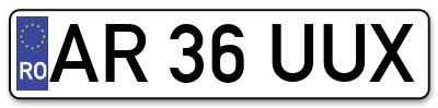 Placuta inmatriculare numar auto  AR-36-UUX, AR 36 UUX, AR36UUX