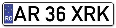 Placuta inmatriculare numar auto  AR-36-XRK, AR 36 XRK, AR36XRK