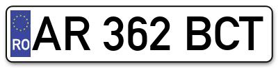 Placuta inmatriculare numar auto  AR-362-BCT, AR 362 BCT, AR362BCT