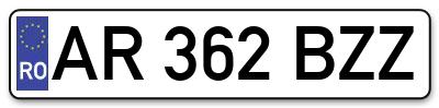 Placuta inmatriculare numar auto  AR-362-BZZ, AR 362 BZZ, AR362BZZ
