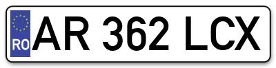Placuta inmatriculare numar auto  AR-362-LCX, AR 362 LCX, AR362LCX