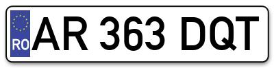 Placuta inmatriculare numar auto  AR-363-DQT, AR 363 DQT, AR363DQT
