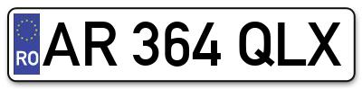 Placuta inmatriculare numar auto  AR-364-QLX, AR 364 QLX, AR364QLX