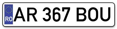 Placuta inmatriculare numar auto  AR-367-BOU, AR 367 BOU, AR367BOU