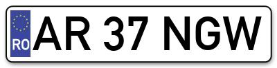Placuta inmatriculare numar auto  AR-37-NGW, AR 37 NGW, AR37NGW
