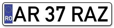 Placuta inmatriculare numar auto  AR-37-RAZ, AR 37 RAZ, AR37RAZ