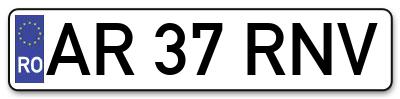 Placuta inmatriculare numar auto  AR-37-RNV, AR 37 RNV, AR37RNV