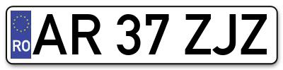 Placuta inmatriculare numar auto  AR-37-ZJZ, AR 37 ZJZ, AR37ZJZ