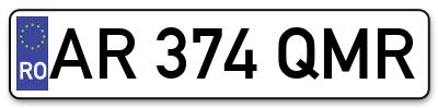 Placuta inmatriculare numar auto  AR-374-QMR, AR 374 QMR, AR374QMR