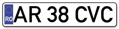 Placuta inmatriculare numar auto  AR-38-CVC, AR 38 CVC, AR38CVC