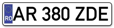 Placuta inmatriculare numar auto  AR-380-ZDE, AR 380 ZDE, AR380ZDE