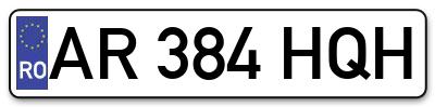 Placuta inmatriculare numar auto  AR-384-HQH, AR 384 HQH, AR384HQH