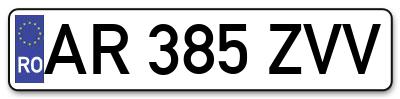 Placuta inmatriculare numar auto  AR-385-ZVV, AR 385 ZVV, AR385ZVV
