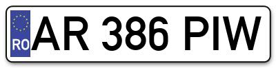 Placuta inmatriculare numar auto  AR-386-PIW, AR 386 PIW, AR386PIW