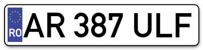 Placuta inmatriculare numar auto  AR-387-ULF, AR 387 ULF, AR387ULF