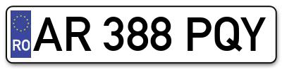 Placuta inmatriculare numar auto  AR-388-PQY, AR 388 PQY, AR388PQY