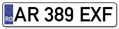 Placuta inmatriculare numar auto  AR-389-EXF, AR 389 EXF, AR389EXF