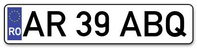 Placuta inmatriculare numar auto  AR-39-ABQ, AR 39 ABQ, AR39ABQ