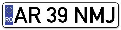 Placuta inmatriculare numar auto  AR-39-NMJ, AR 39 NMJ, AR39NMJ